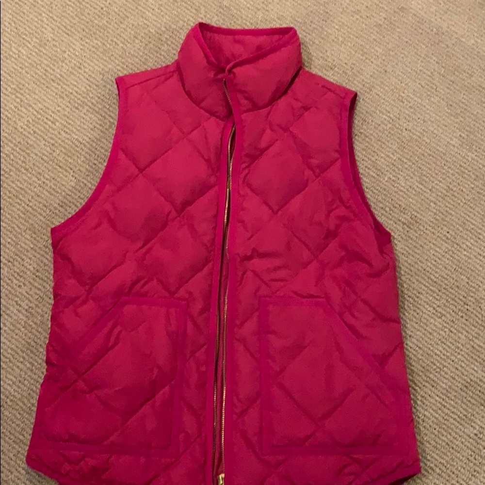J crew hot pink down vest